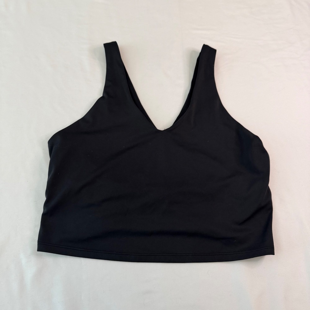 All in Motion Women's Small Black V-Neck Activewear Crop Top with Built-in Bra